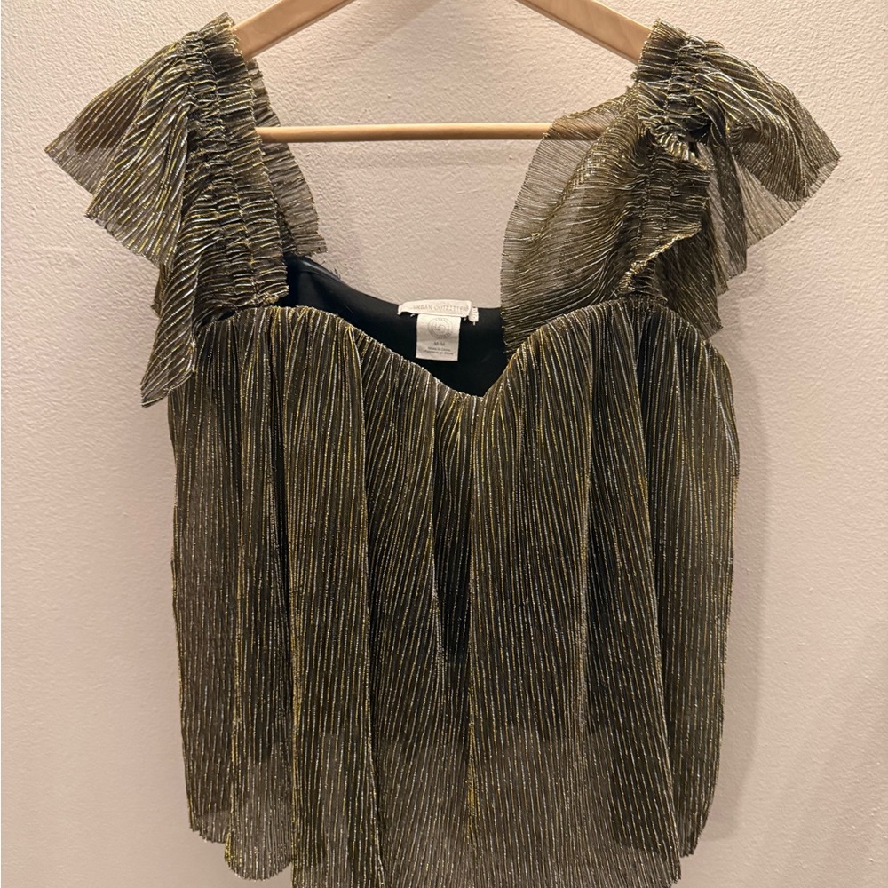 Elegant Gold Sheer  gold on top blk under  Women's Top med